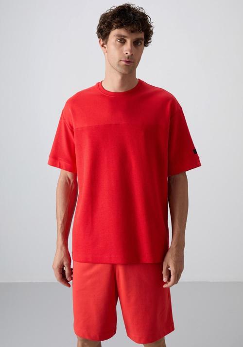 Fiesta Pamuklu Kalın Yüzeyi Dokulu Oversize Fit Basic Erkek T-Shirt - 88340
