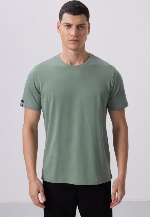 Açık Yeşil Erkek Basic Kısa Kol Standart Kalıp O Yaka T-shirt - 87911