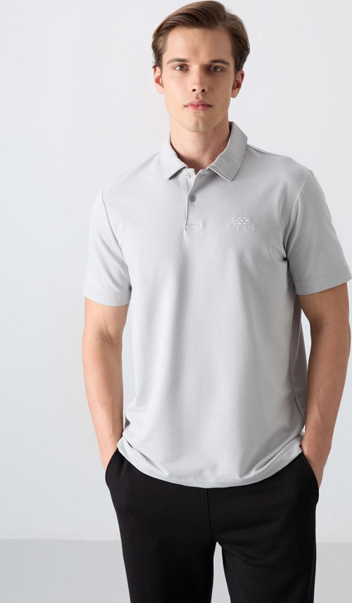 Taş Pamuklu Kalın Yumuşak Dokulu Standart Fit Basic Polo Yaka Erkek T-Shirt - 88348