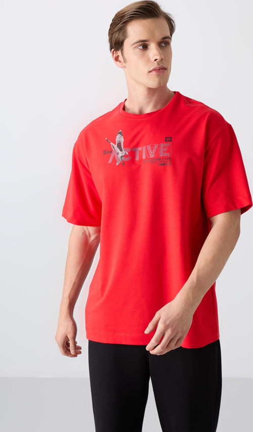 Fiesta Pamuklu Kalın Yumuşak Dokulu Oversize Fit Baskılı Erkek T-Shirt - 88344