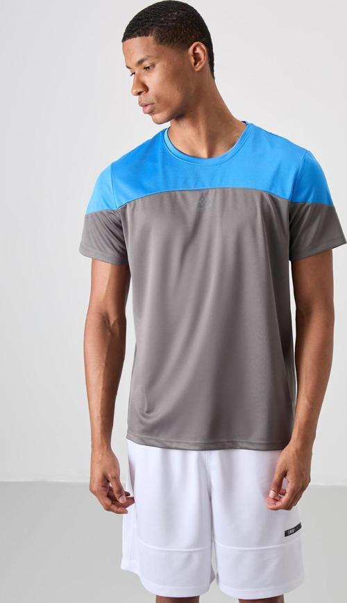 Koyu Gri Polyester Nefes Alan Dokulu İnce Esnek Standart Fit Erkek Performans T-Shirt - 88386
