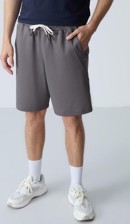 Koyu gri Pamuklu Kalın Yumuşak Dokulu Standart Fit Basic Erkek Şort  - 81278