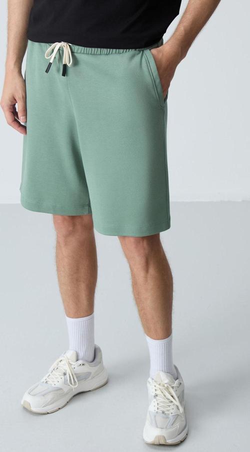 Açık Yeşil Pamuklu Kalın Yumuşak Dokulu Standart Fit Basic Erkek Şort - 81275