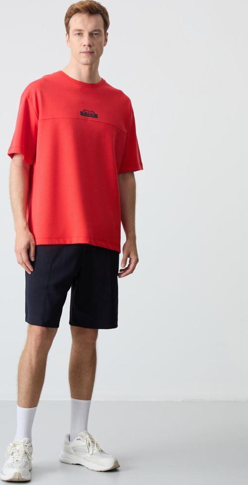 Fiesta - Lacivert Pamuklu Kalın Yumuşak Dokulu Oversize Fit Basic Erkek Şort Takım - 85259