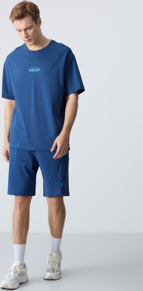 Parlament Pamuklu Kalın Yumuşak Dokulu Oversize Fit Basic Erkek Şort Takım - 85259