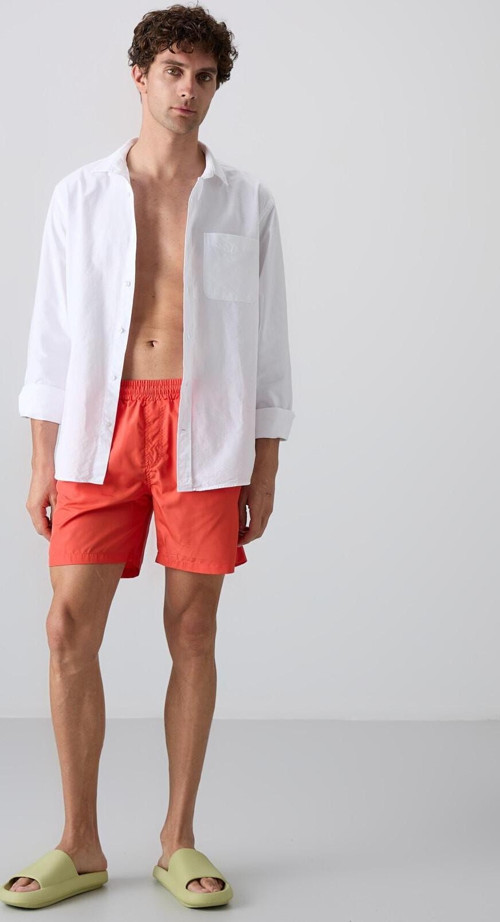 Oranj Hızlı Kuruyan Standart Fit Erkek Deniz Şortu - 81237