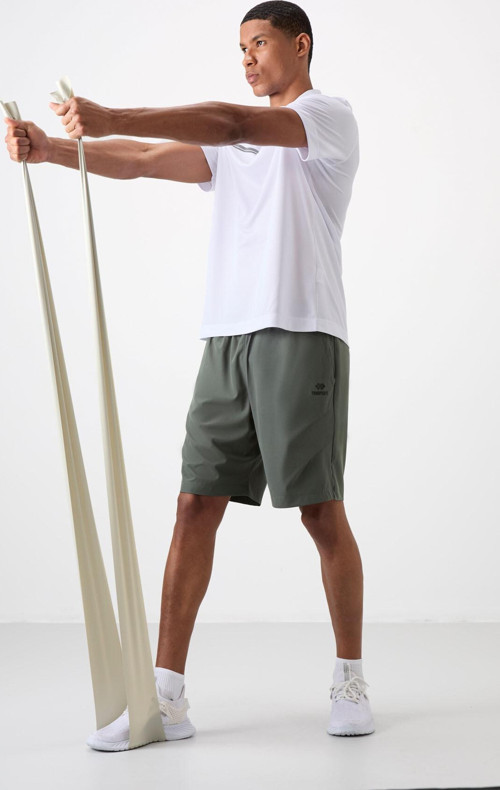 Haki Polyester Kalın Yumuşak Comfort Fit Erkek Şort - 81268