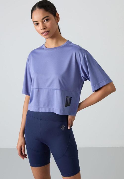 Eflatun Polyester Nefes Alan Dokulu İnce Esnek Oversize Fit Performans Kadın T-Shirt - 97284