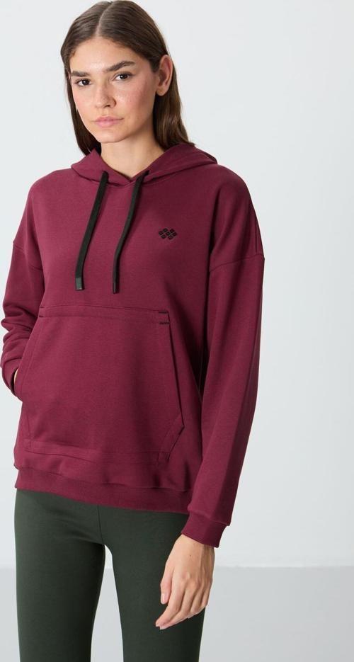 Erguvan Kompakt Pamuklu Kalın Pürüzsüz Dokulu Kapüşonlu Oversize Fit Kadın Sweatshirt - 97291