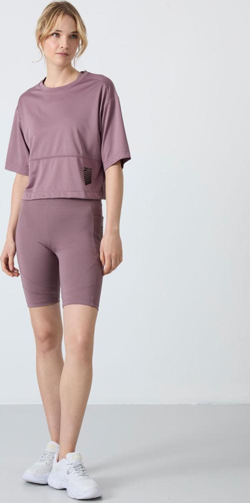 Gül Kurusu Polyester Esnek Standart Fit Performans Kadın Biker Tayt - 91012