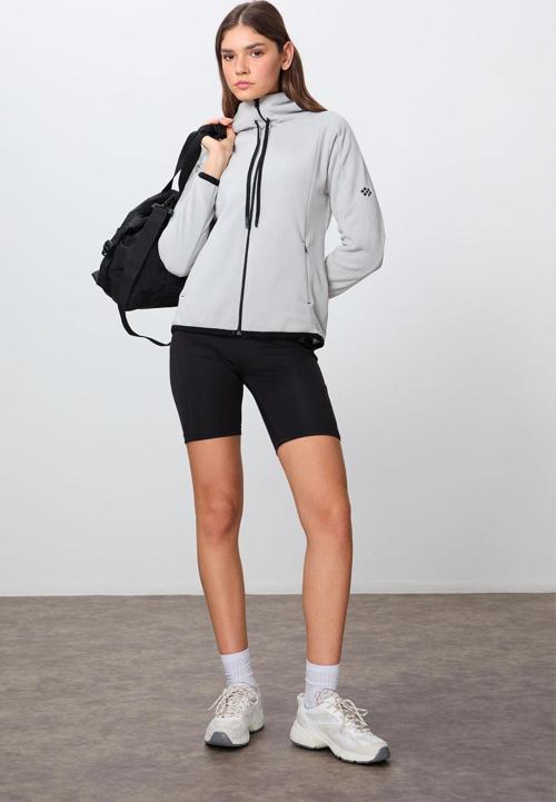 Taş Kalın Yumuşak Dokulu Kapüşonlu Standart Fit Nakışlı Polar Kadın Sweatshirt -97287
