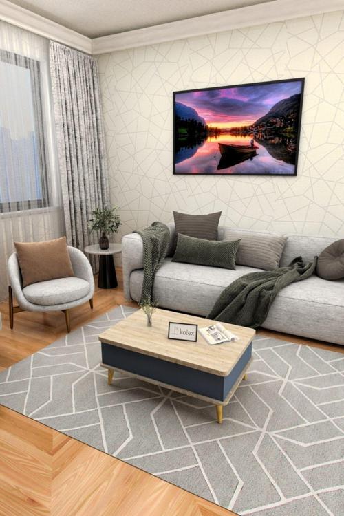 Desensiz 3 Kademeli Akıllı Sihirli Sehpa Alaska Antrasit Renk