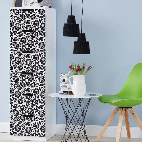 346-0497 Siyah Çiçek Desen Kendinden Yapışkanlı Folyo