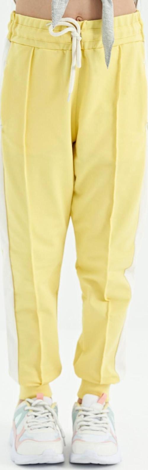 Limon Yan Bantlı Gizli Fermuar Cep Detaylı Jogger Kız Çocuk Eşofman Alt - 75122