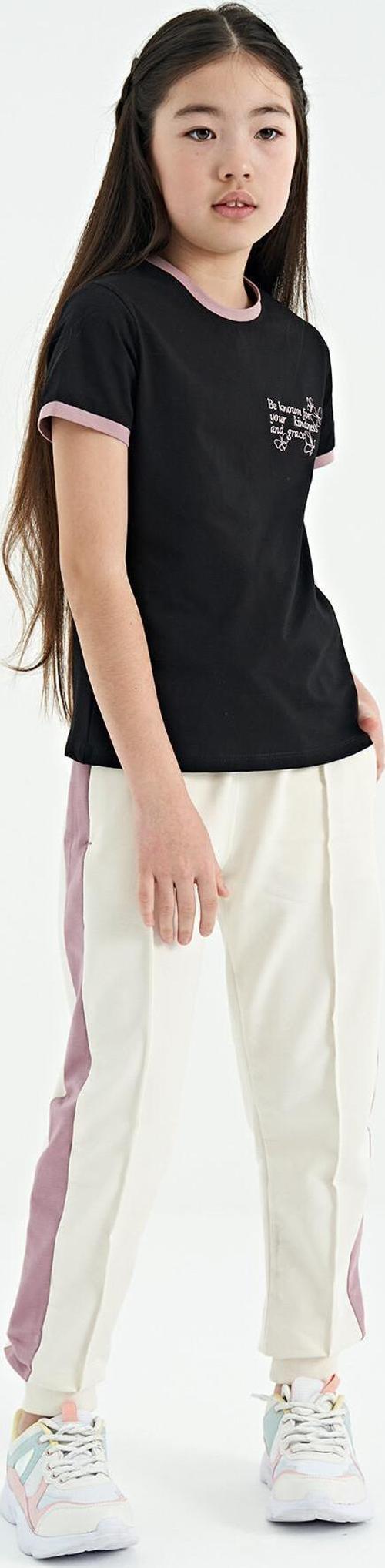 Ekru Yan Bantlı Gizli Fermuar Cep Detaylı Jogger Kız Çocuk Eşofman Alt - 75122