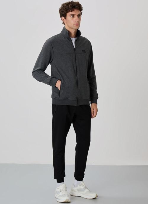 Anton Antrasit Melanj - Siyah Jogger Eşofman Takım - 85178
