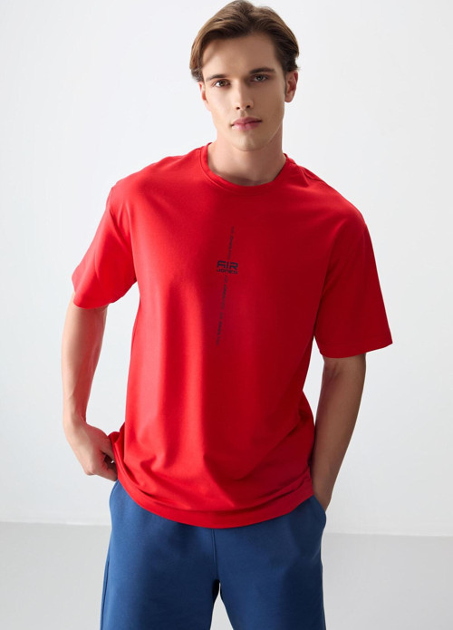Fiesta Pamuklu Kalın Yumuşak Dokulu Oversize Fit Baskılı Erkek T-Shirt - 88373