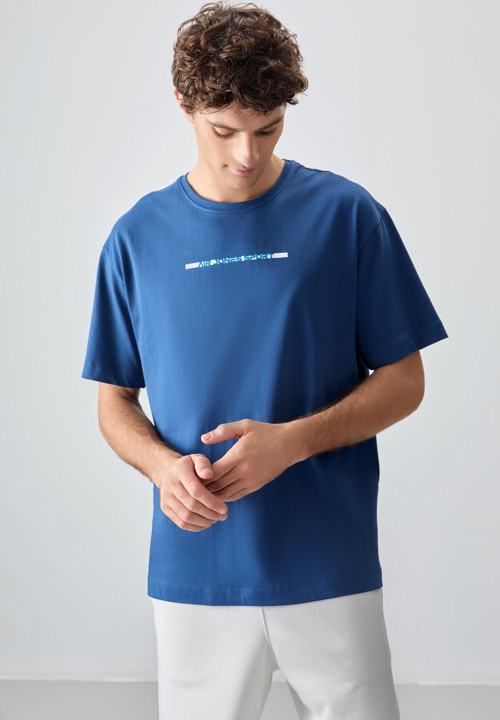Parlament %100 Pamuk Kalın Yumuşak Dokulu Oversize Fit Baskılı Erkek T-Shirt - 88358
