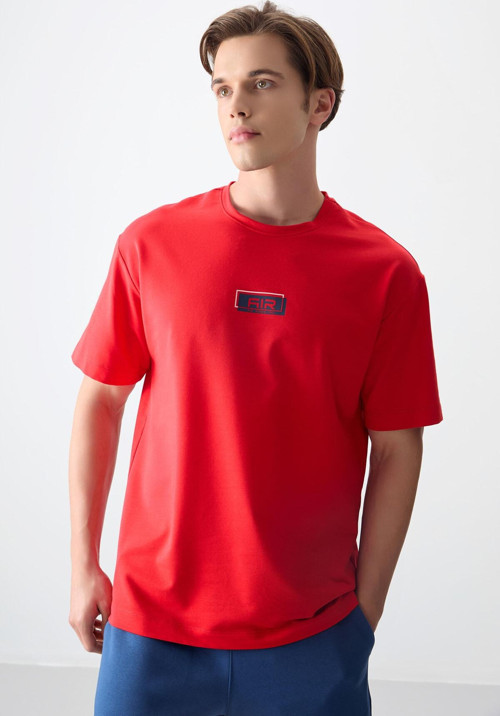 Fiesta Pamuklu Kalın Yumuşak Dokulu Oversize Fit Baskılı Erkek T-Shirt - 88376