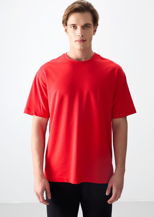 Fiesta Pamuklu Kalın Yumuşak Dokulu Oversize Fit Basic Erkek T-Shirt - 88377