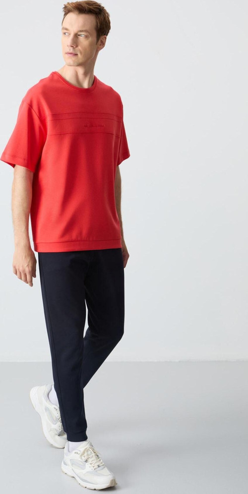Fiesta Lacivert Pamuklu Kalın Yumuşak Dokulu Oversize Fit Basic Erkek Eşofman Takım - 85261