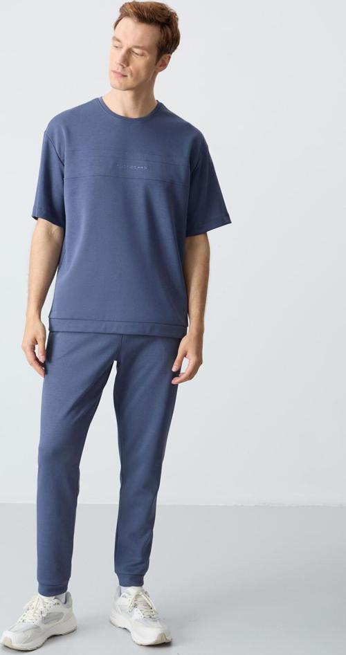 Petrol Pamuklu Kalın Yumuşak Dokulu Oversize Fit Basic Erkek Eşofman Takım - 85261