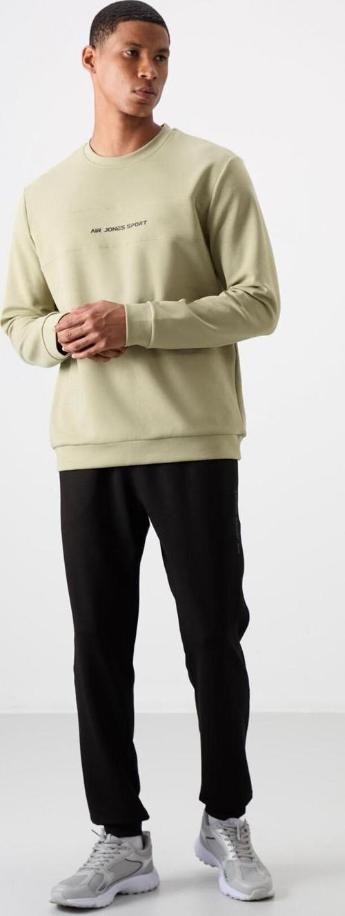 Çağla - Siyah Pamuklu Kalın Yumuşak Dokulu Comfort Fit Baskılı Erkek Eşofman Takım - 85253