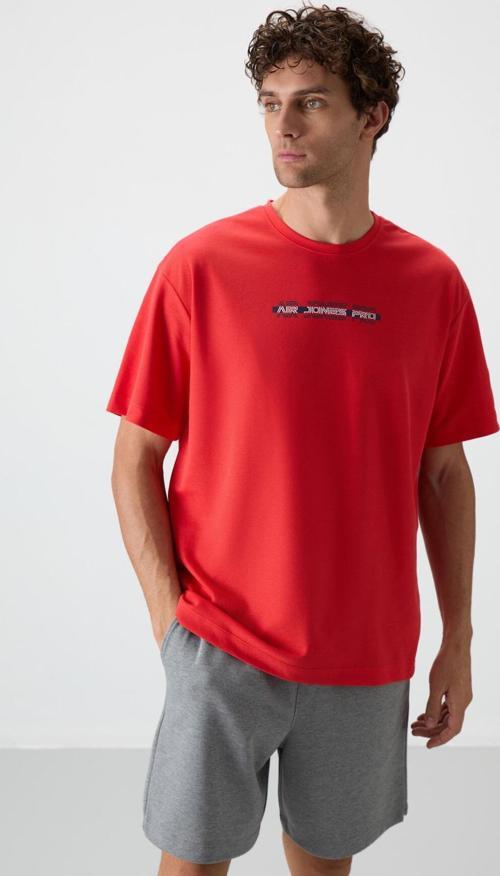 Fiesta Pamuklu Kalın Yüzeyi Dokulu Oversize Fit  Baskılı Erkek T-Shirt - 88365