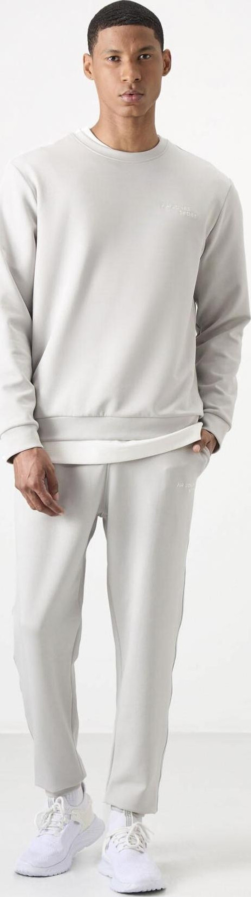 Taş Pamuklu Kalın Yumuşak Dokulu Comfort Fit Nakışlı Erkek Eşofman Takım - 85254