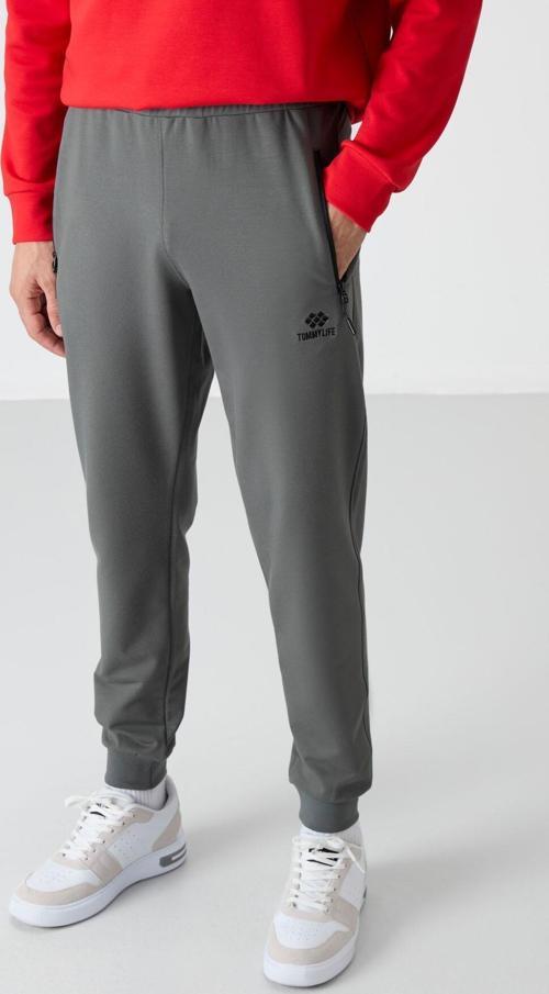 Haki Fermuar Cepli Standart Kalıp Jogger Erkek Eşofman Alt - 84587