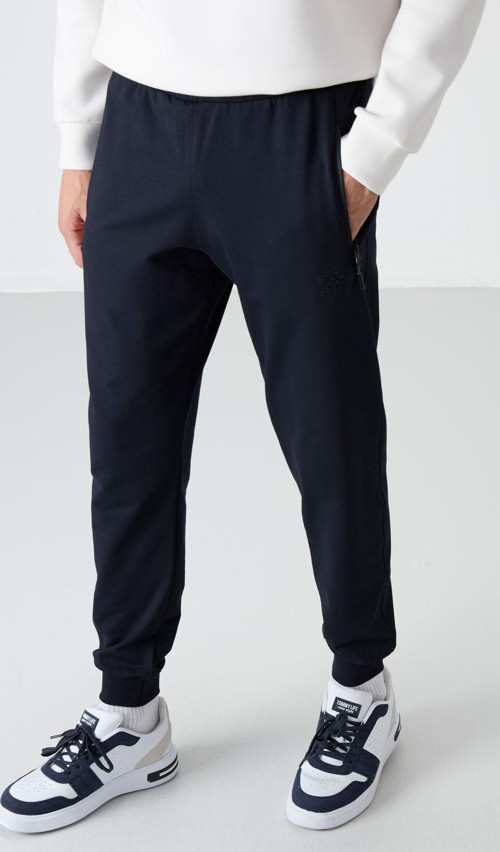 Lacivert Fermuar Cepli Standart Kalıp Jogger Erkek Eşofman Alt - 84587