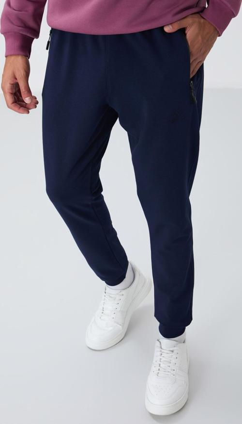 İndigo Fermuar Cepli Standart Kalıp Jogger Erkek Eşofman Alt - 84651