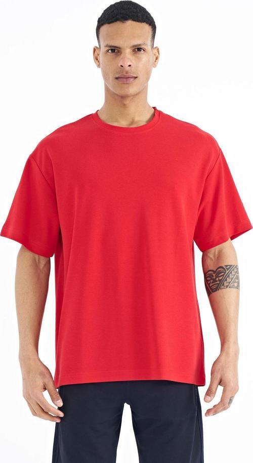 Kırmızı Kol Arma Detaylı Basic Oversize Erkek T-Shirt - 88193