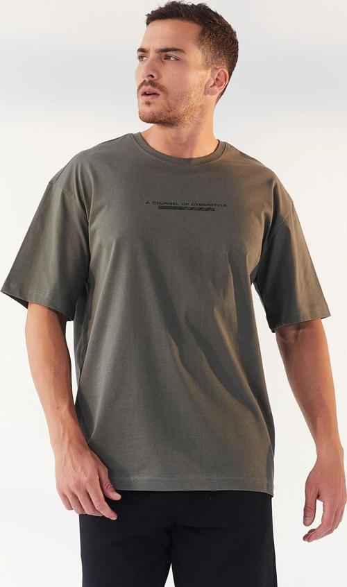 Çağla Yazı Baskılı O Yaka Erkek Oversize T-Shirt - 87984