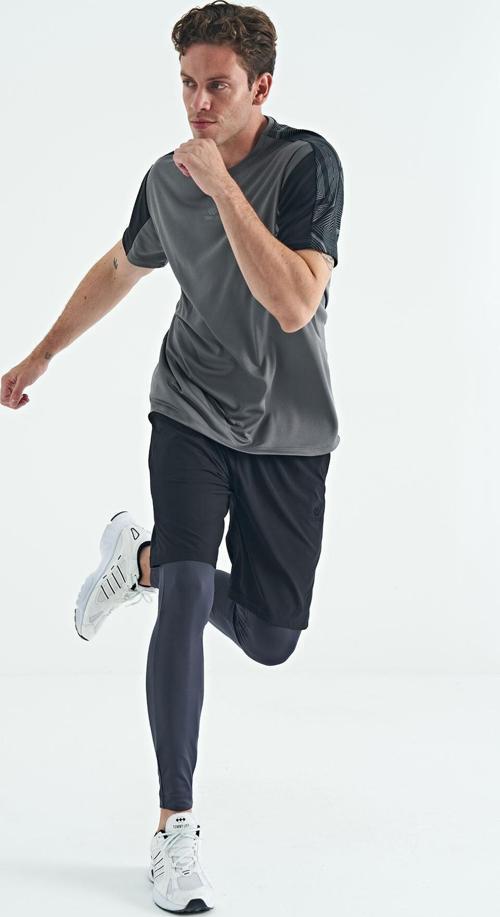 Antrasit Arka Bilek Baskı Detaylı Yüksek Bel Slim Fit Aktif Spor Erkek Tayt - 84988