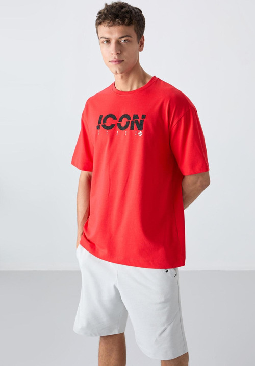 Fiesta Pamuklu Kalın Yumuşak Dokulu Oversize Fit Baskılı Erkek T-Shirt - 88331