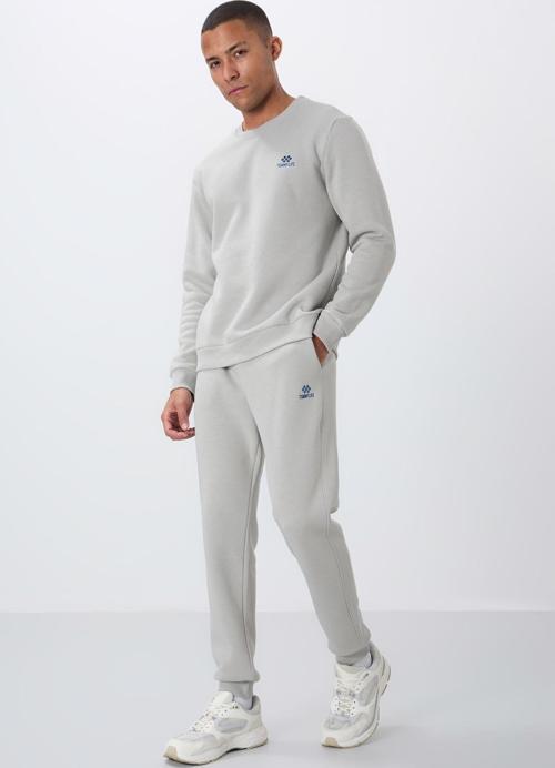 Taş Pamuklu Kalın İçi Tüylü Yumuşak Dokulu Comfort Fit Nakışlı Erkek Eşofman Takım -85265