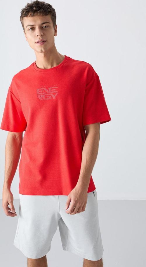 Fiesta Pamuklu Kalın Yüzeyi Dokulu Oversize Fit Baskılı Erkek T-Shirt - 88336