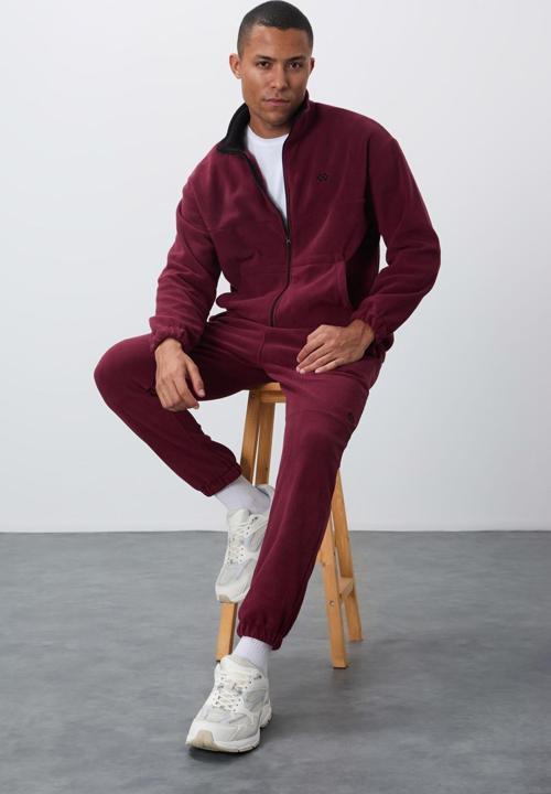 Erguvan Kalın Yumuşak Dokulu Comfort Fit Nakışlı Erkek Eşofman Takım - 85269