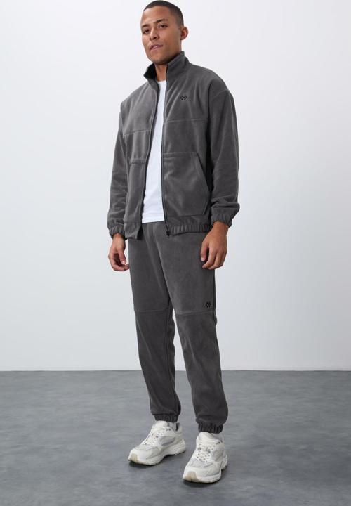 Koyu Gri Kalın Yumuşak Dokulu Comfort Fit Nakışlı Erkek Eşofman Takım - 85269