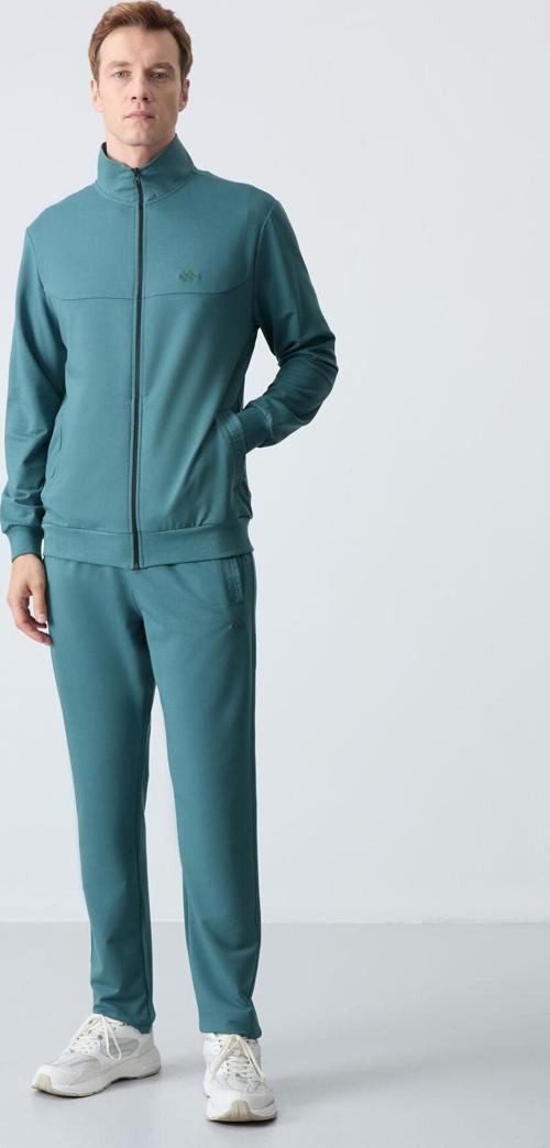 Orman Yeşili Pamuklu Kalın Yumuşak Dokulu Comfort  Fit Basic Erkek Eşofman Takım - 85260