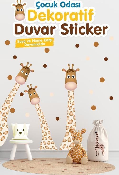 Anne Baba Bebek Zürafa Çocuk Odası Okul Kreş Anaokulu Duvar Sticker Seti -T1193