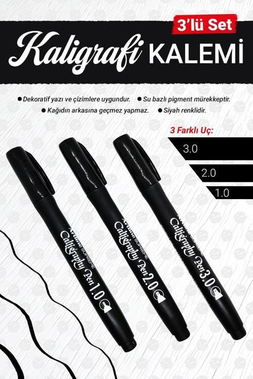 Artline Supreme Kaligrafi Kalemi Seti  1-2-3 mm Siyah -Calligraphy pen-T1155
