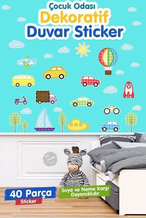 Çocuk Odası Duvar Sticker Seti Doğada Araç Temalı-T1177