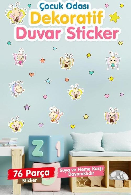 Çocuk Odası Duvar Sticker Seti Kelebek Temalı Kız Çocuk-T1186