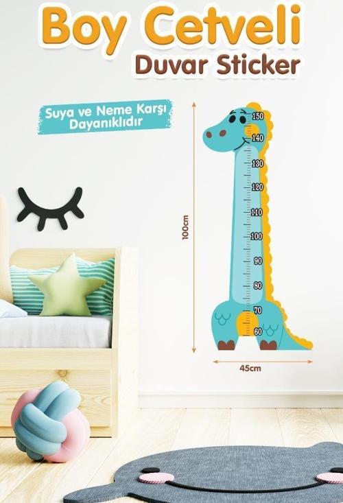 Dinazor Temalı Boy Ölçer Boy Ölçme Cetveli Çocuk Odası Duvar Sticker Seti Kreş Anasınıfı-T1198
