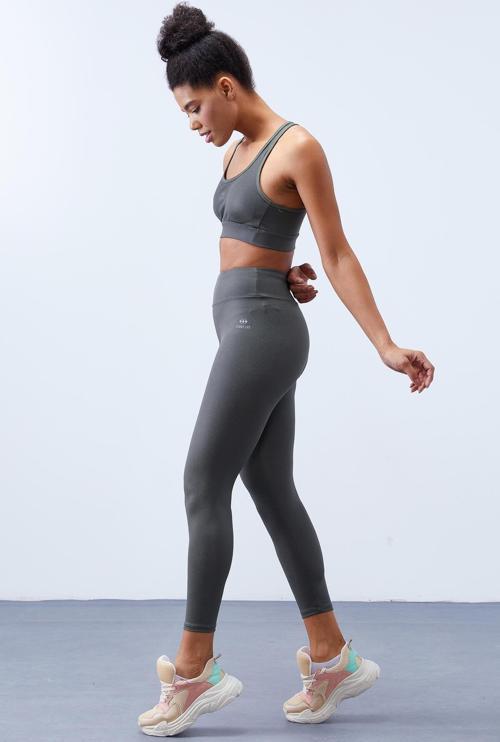 Çağla Yüksek Bel Toparlayıcı Çapraz Sırt Detaylı Slim Fit Kadın Tayt Takım - 95282