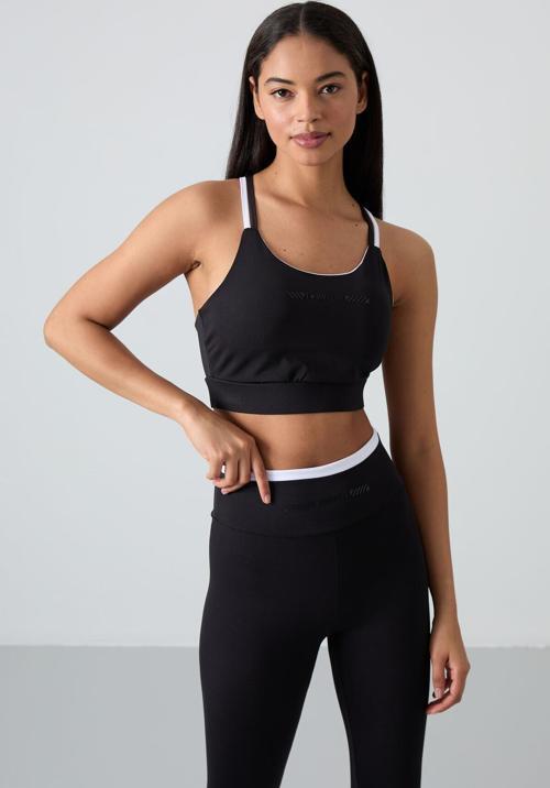 Siyah Polyester Esnek Standart Fit Performans Kadın Tayt Takım - 95333