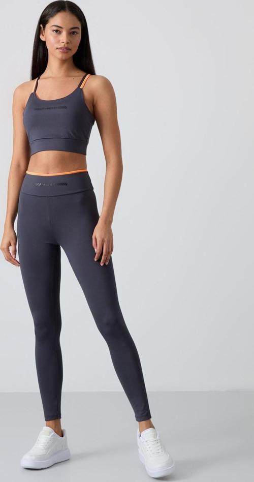 Antrasit Polyester Esnek Standart Fit Performans Kadın Tayt Takım - 95333