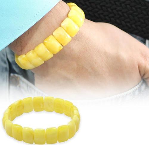 Çubuk Kesim Sarı-Beyaz Renk  Beyrut Kehribar Erkek Rolex Bileklik